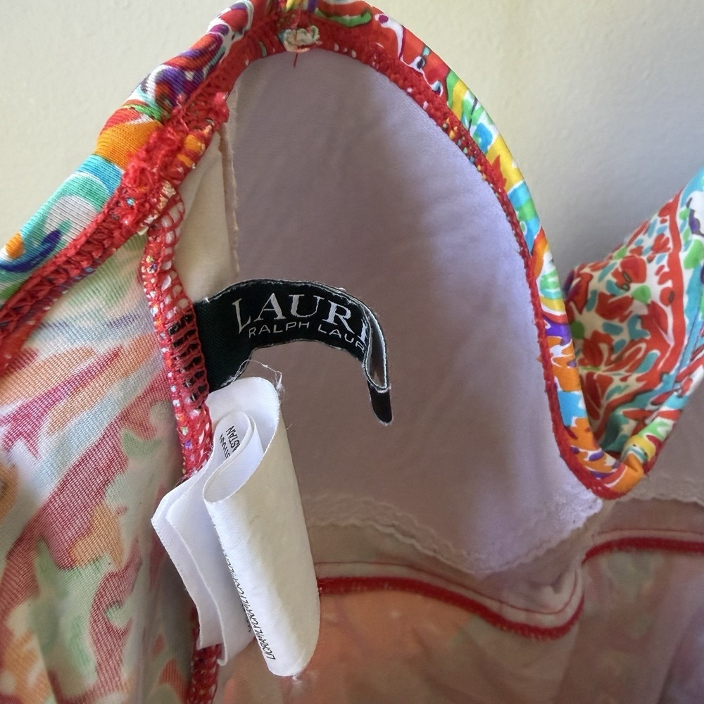 LAUREN Ralph one swim suit Tankini Top paisley Pads Women's Size 8 - Picture 6 of 13
